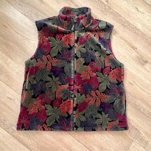Kelly Sport Westcoast Wear Floral Leaf Fleece Vest Jacket Zip Up Canada Size M